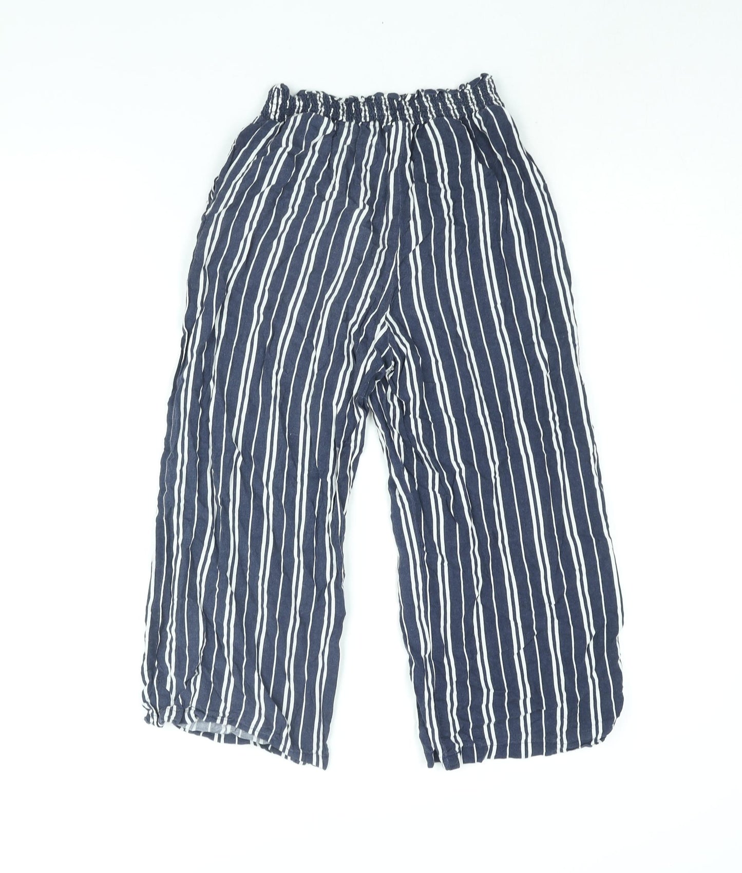 H&M Girls Blue Striped Viscose Harem Trousers Size 12-13 Years L20 in Regular Pullover