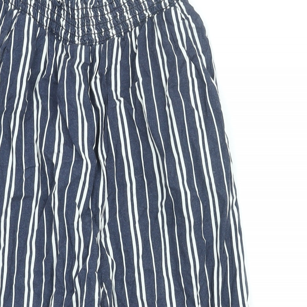 H&M Girls Blue Striped Viscose Harem Trousers Size 12-13 Years L20 in Regular Pullover