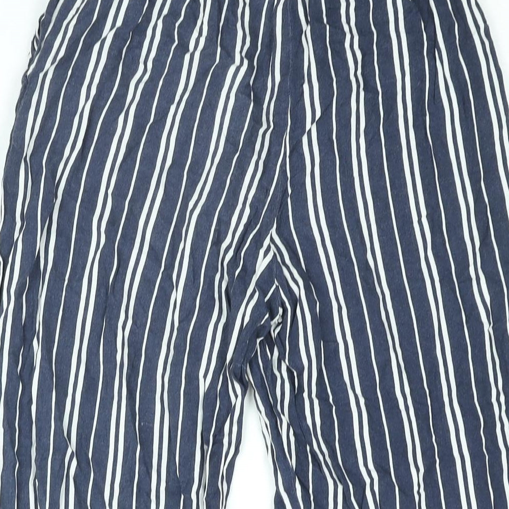 H&M Girls Blue Striped Viscose Harem Trousers Size 12-13 Years L20 in Regular Pullover