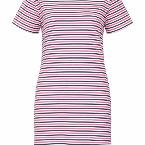 Marks and Spencer Womens Multicoloured Striped Cotton T-Shirt Dress Size 8 Round Neck Pullover