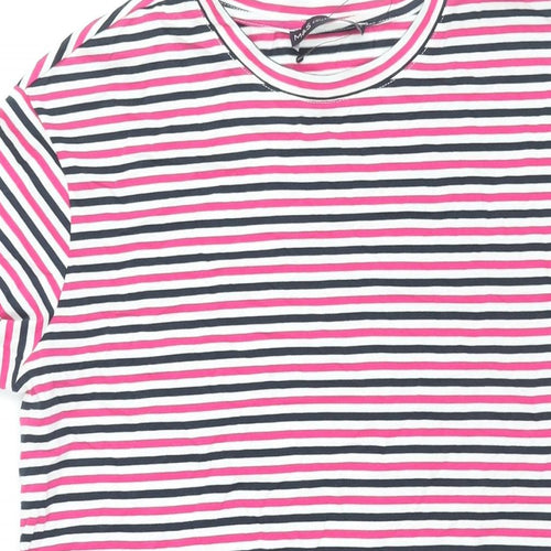 Marks and Spencer Womens Multicoloured Striped Cotton T-Shirt Dress Size 8 Round Neck Pullover