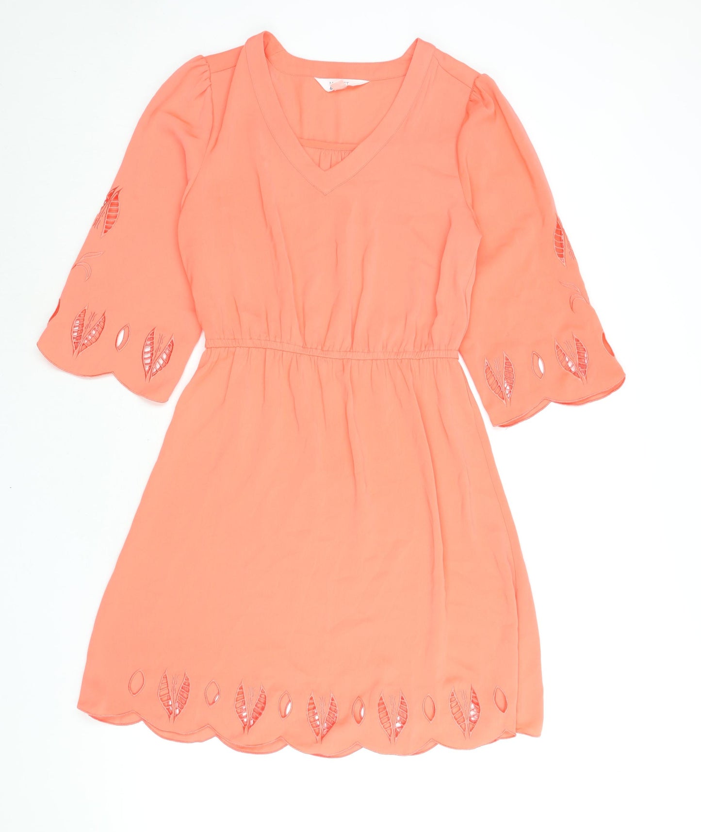 Market Spruce Womens Pink Polyester Shift Size S V-Neck Pullover - Embroidered Cut Out Detail