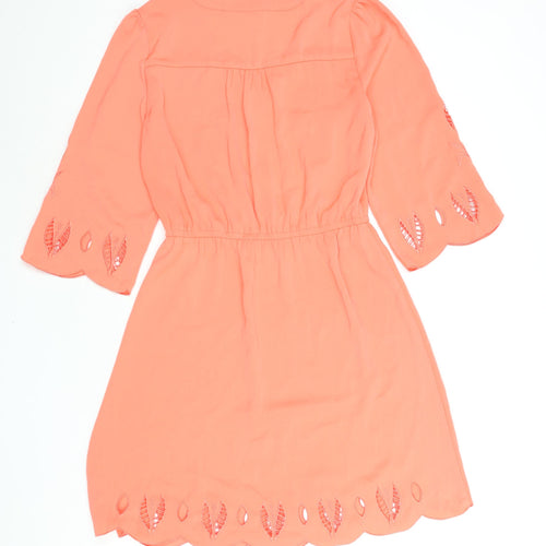 Market Spruce Womens Pink Polyester Shift Size S V-Neck Pullover - Embroidered Cut Out Detail