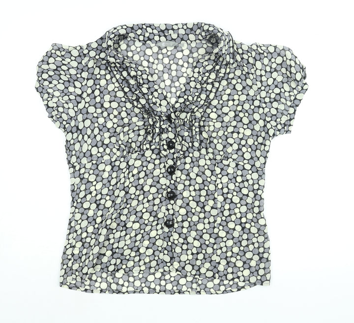 Mia Moda Womens Grey Geometric Polyester Basic Blouse Size 16 Collared - Frill