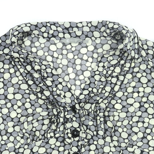 Mia Moda Womens Grey Geometric Polyester Basic Blouse Size 16 Collared - Frill