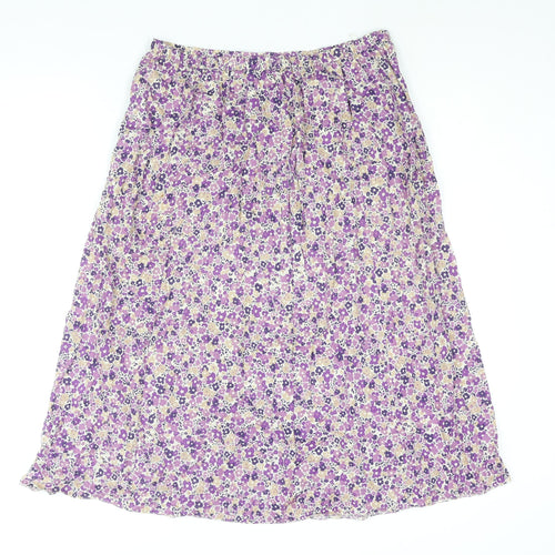 Penny Plain Womens Purple Floral Polyester A-Line Skirt Size 10 - Button Detail