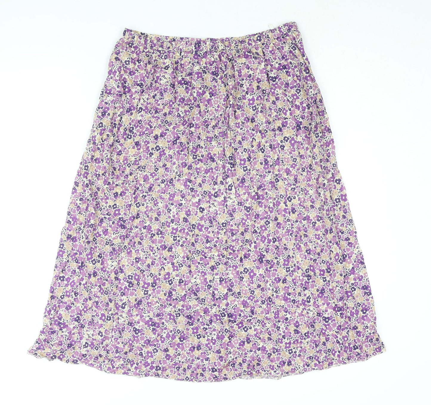 Penny Plain Womens Purple Floral Polyester A-Line Skirt Size 10 - Button Detail