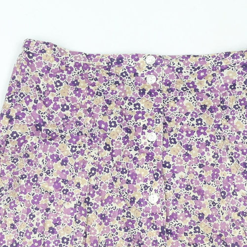 Penny Plain Womens Purple Floral Polyester A-Line Skirt Size 10 - Button Detail