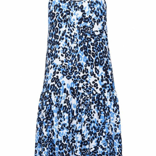 Marks and Spencer Womens Blue Geometric Viscose Tank Dress Size 8 Scoop Neck Pullover