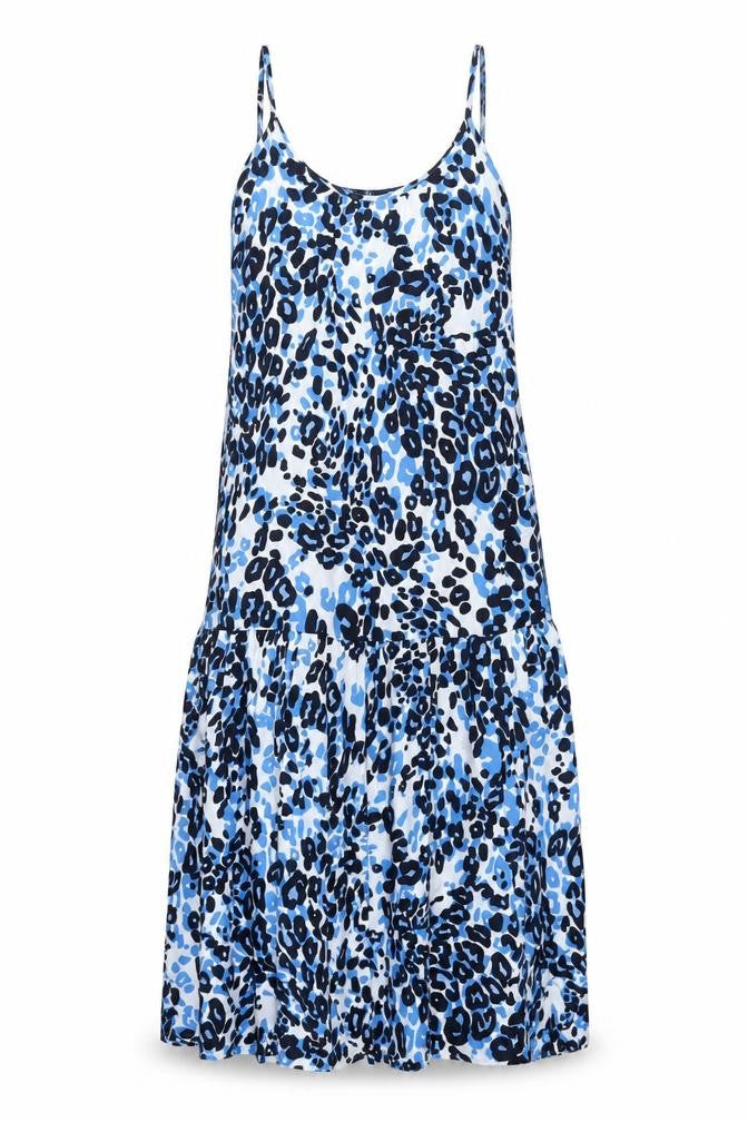 Marks and Spencer Womens Blue Geometric Viscose Tank Dress Size 8 Scoop Neck Pullover