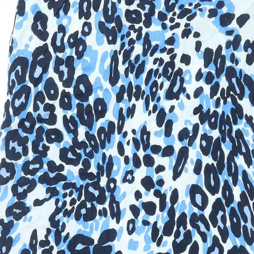 Marks and Spencer Womens Blue Geometric Viscose Tank Dress Size 8 Scoop Neck Pullover