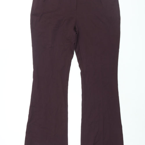 Marks and Spencer Womens Purple Polyester Trousers Size 14 L31 in Regular Zip