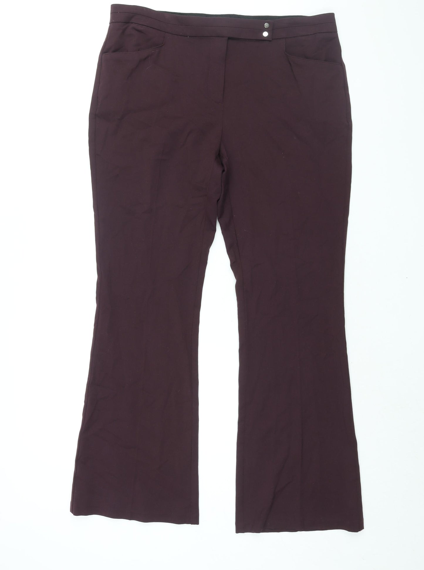 Marks and Spencer Womens Purple Polyester Trousers Size 14 L31 in Regular Zip