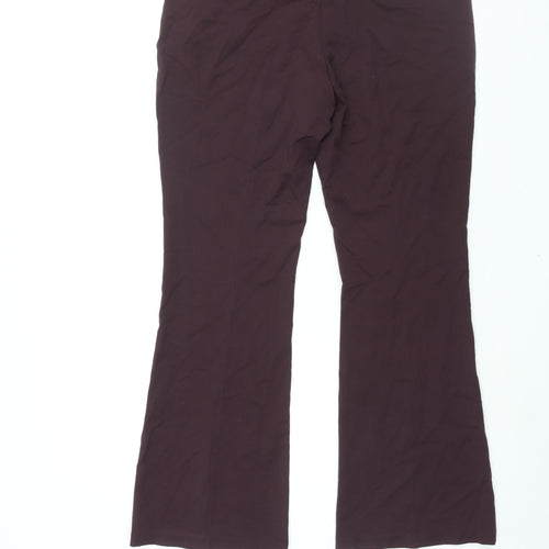 Marks and Spencer Womens Purple Polyester Trousers Size 14 L31 in Regular Zip