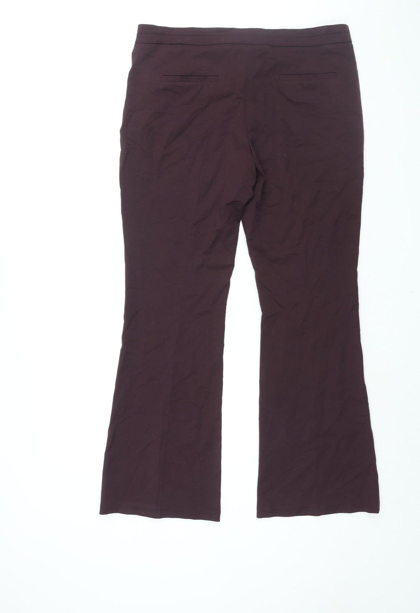 Marks and Spencer Womens Purple Polyester Trousers Size 14 L31 in Regular Zip