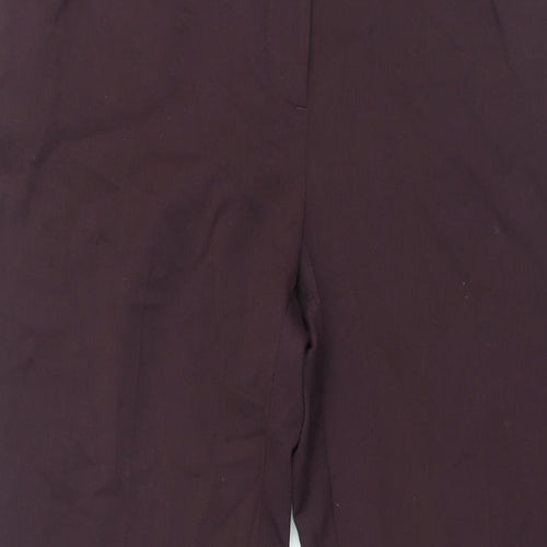 Marks and Spencer Womens Purple Polyester Trousers Size 14 L31 in Regular Zip