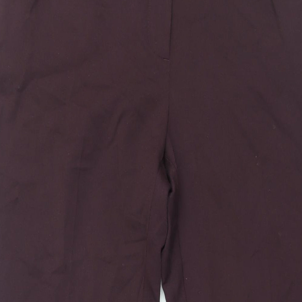 Marks and Spencer Womens Purple Polyester Trousers Size 14 L31 in Regular Zip