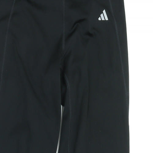 adidas Womens Black Polyester Compression Leggings Size M L26 in Regular Drawstring - Logo