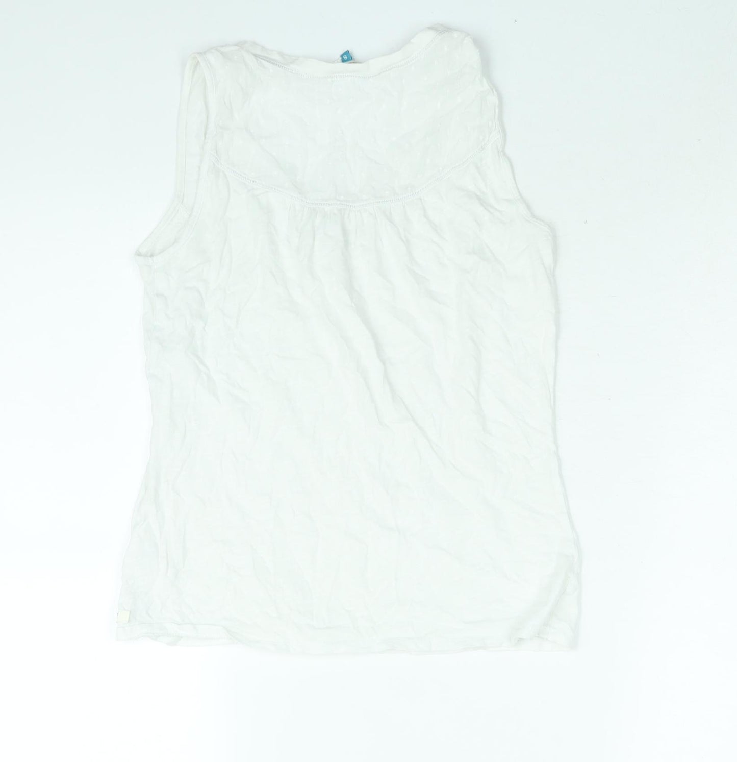 White Stuff Womens White Cotton Camisole Blouse Size 8 Scoop Neck