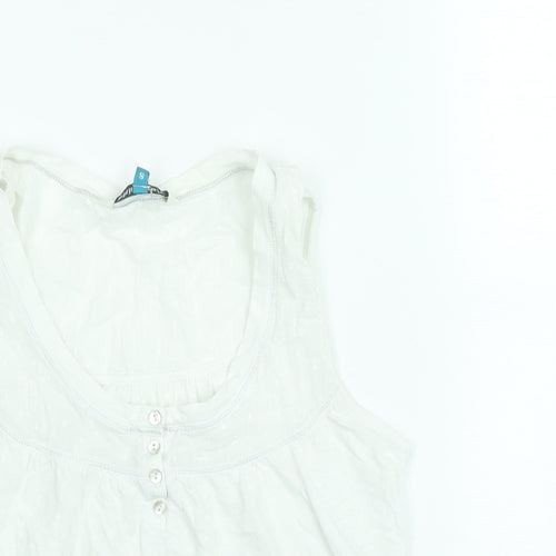 White Stuff Womens White Cotton Camisole Blouse Size 8 Scoop Neck
