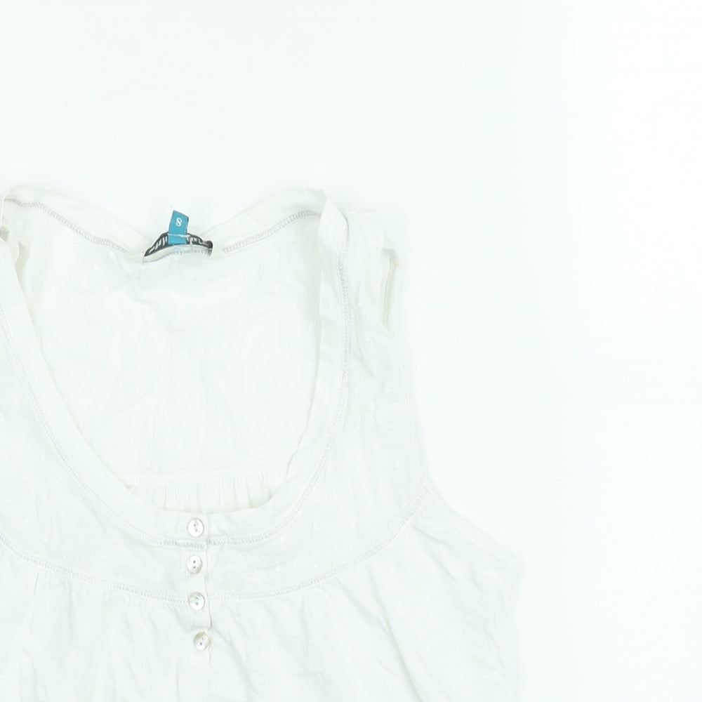 White Stuff Womens White Cotton Camisole Blouse Size 8 Scoop Neck