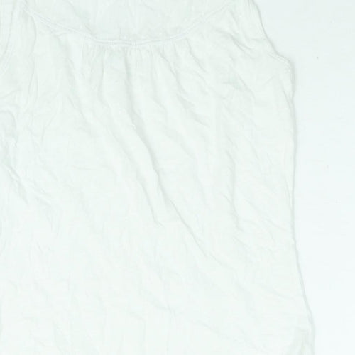 White Stuff Womens White Cotton Camisole Blouse Size 8 Scoop Neck