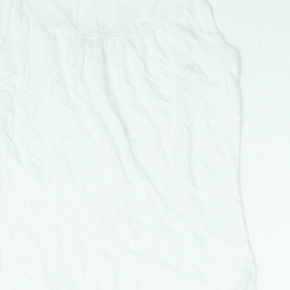 White Stuff Womens White Cotton Camisole Blouse Size 8 Scoop Neck