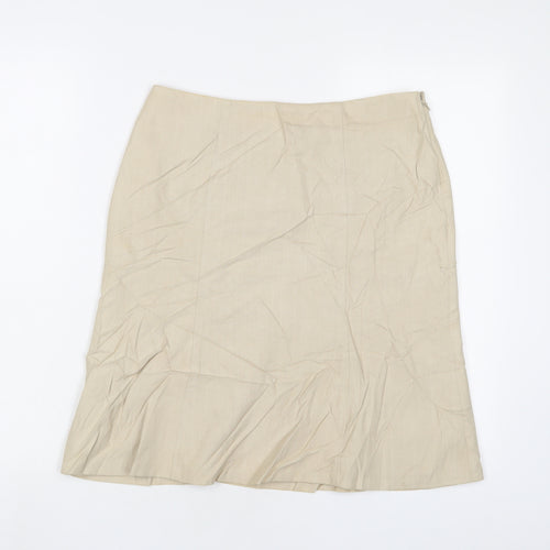 NEXT Womens Beige Cotton A-Line Skirt Size 8 Zip