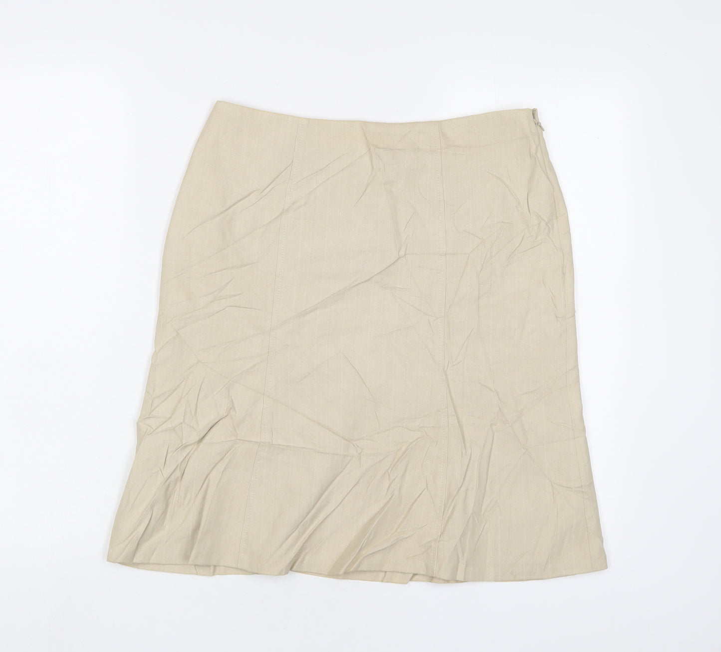 NEXT Womens Beige Cotton A-Line Skirt Size 8 Zip