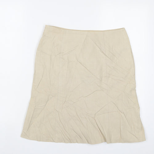 NEXT Womens Beige Cotton A-Line Skirt Size 8 Zip