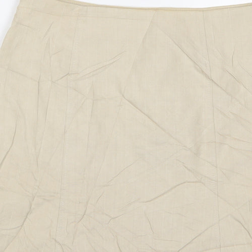 NEXT Womens Beige Cotton A-Line Skirt Size 8 Zip