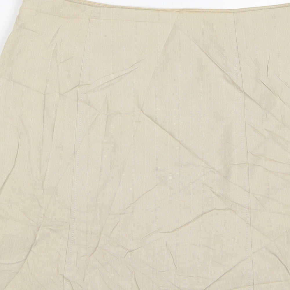 NEXT Womens Beige Cotton A-Line Skirt Size 8 Zip