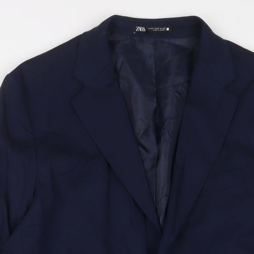 Zara Mens Blue Polyester Jacket Suit Jacket Size 42 Regular