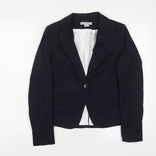 H&M Womens Blue Jacket Blazer Size 6 Button