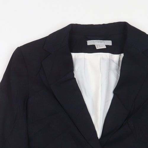 H&M Womens Blue Jacket Blazer Size 6 Button