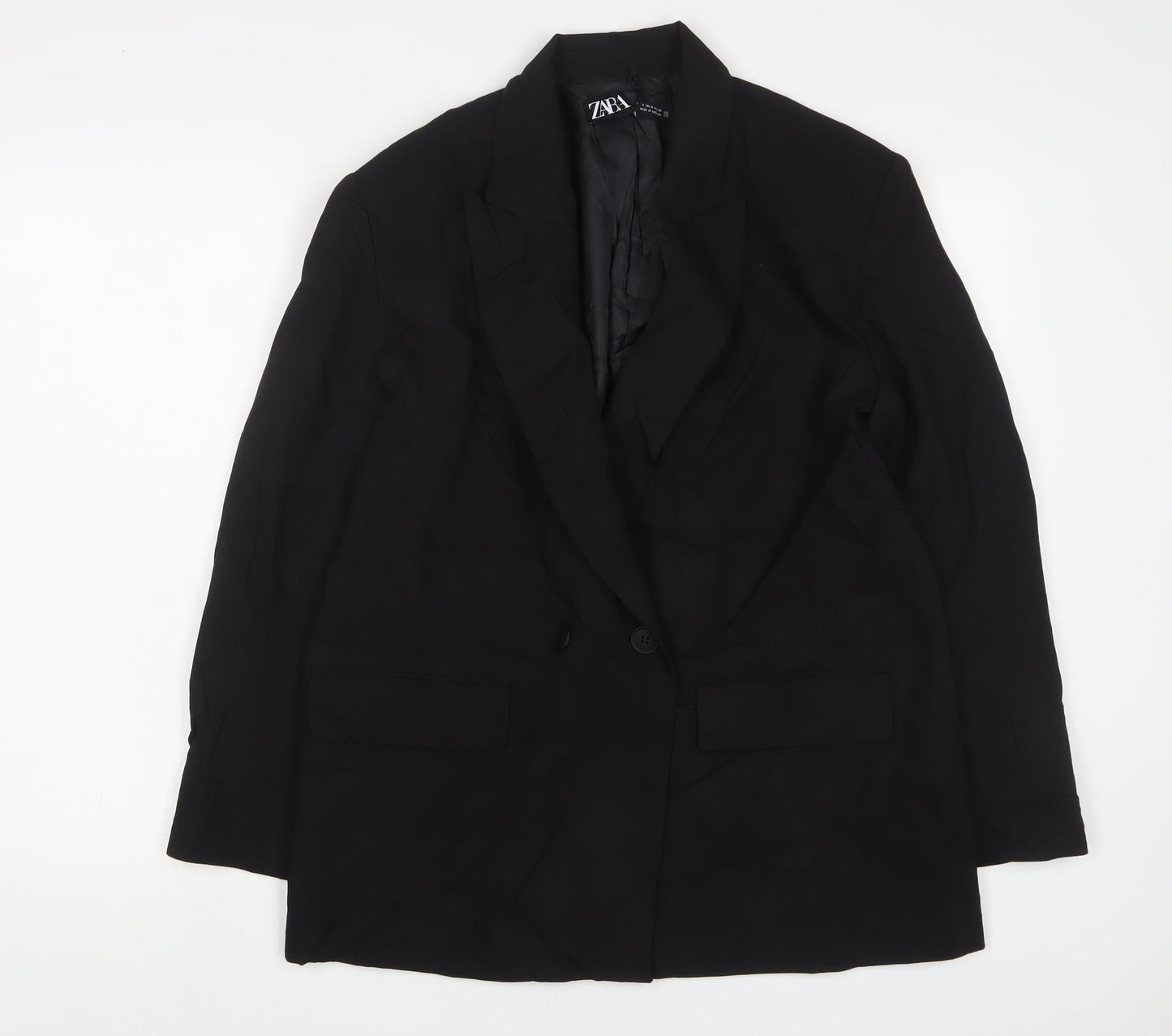 Zara Womens Black Jacket Blazer Size S Button