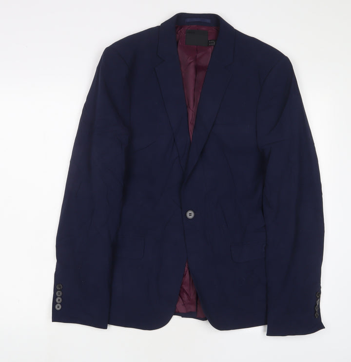 ASOS Mens Blue Polyester Jacket Suit Jacket Size 38 Regular