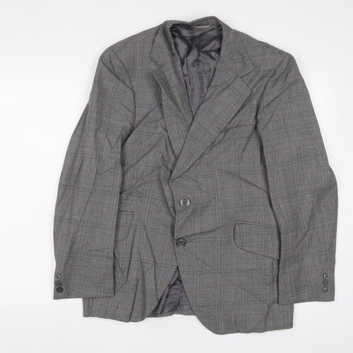 Alexandra Mens Grey Plaid Wool Jacket Suit Jacket Size 40 Regular