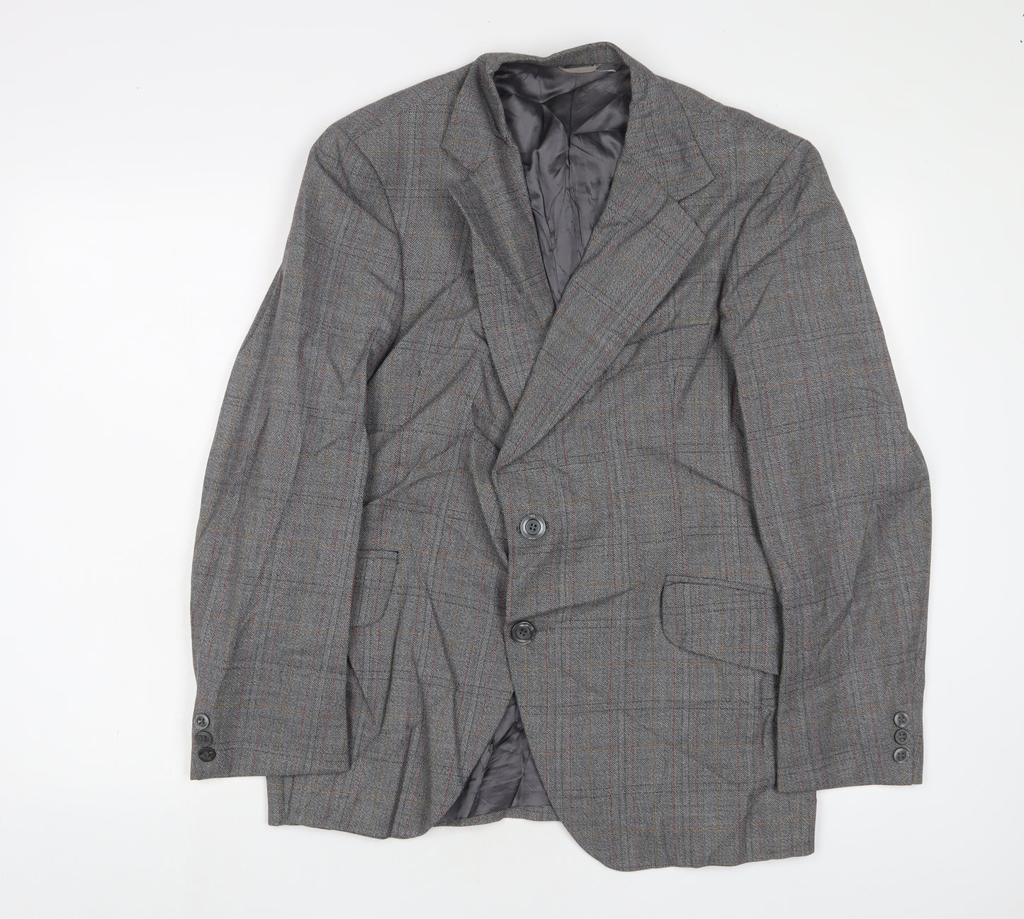 Alexandra Mens Grey Plaid Wool Jacket Suit Jacket Size 40 Regular