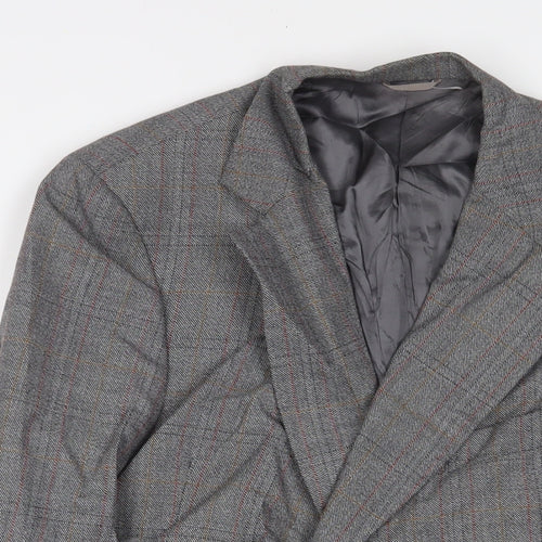 Alexandra Mens Grey Plaid Wool Jacket Suit Jacket Size 40 Regular