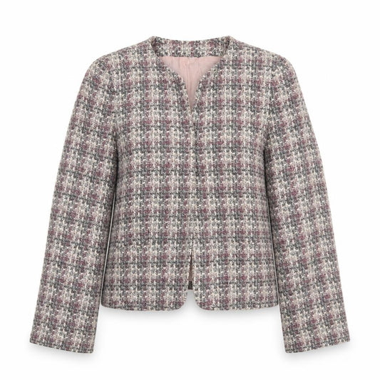 Front view of Marks & Spencer women’s pink jacket, size UK 12, hook & eye