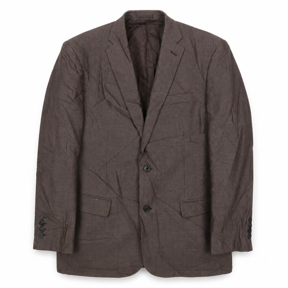 Front view of Greenwoods men’s brown polyester jacket suit jacket, size 40, regular