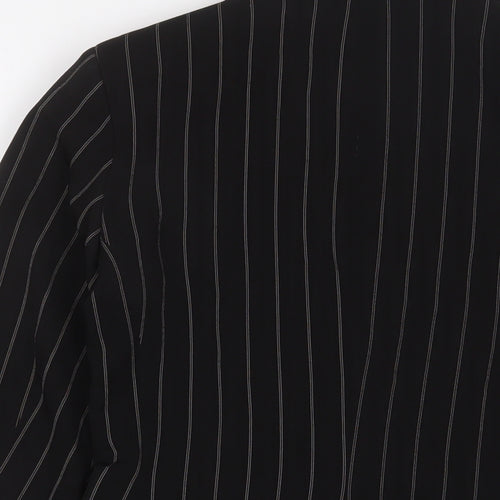 Denim & Co. Womens Black Striped Jacket Blazer Size 10 Button