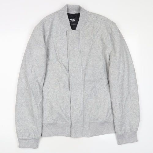 zaa Womens Grey Bomber Jacket Jacket Size M Zip