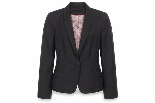 Front view of Next women’s grey polyester jacket blazer, size UK 10