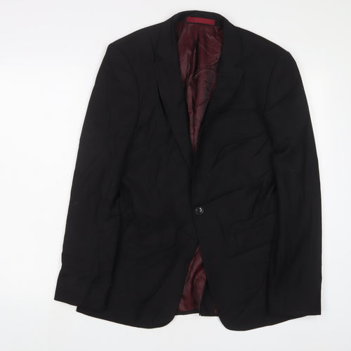 Topman Mens Black Polyester Jacket Suit Jacket Size 38 Regular