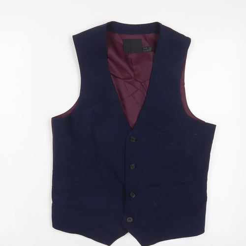 ASOS Mens Blue Polyester Jacket Suit Waistcoat Size 38 Regular