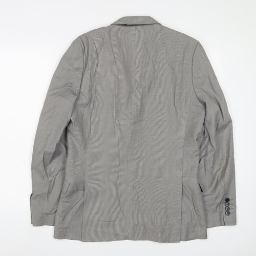 H&M Mens Grey Plaid Polyester Jacket Suit Jacket Size 38 Regular