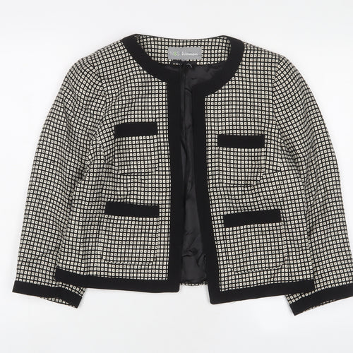 Marks and Spencer Womens Ivory Geometric Jacket Size 12 - Open