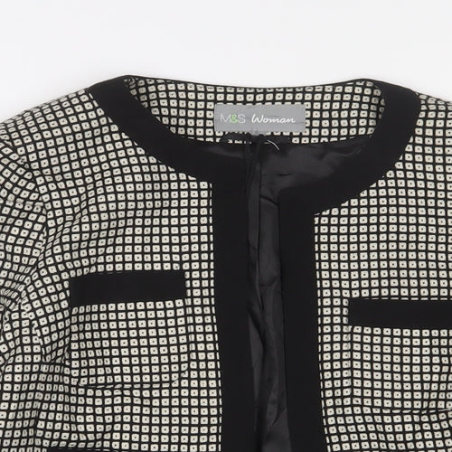 Marks and Spencer Womens Ivory Geometric Jacket Size 12 - Open